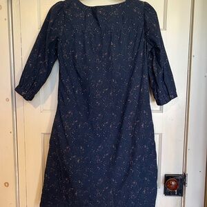 A.P.C. Blue Dress Tunic Shirt Style Keyhole Pink Print w/ Pockets, Size 36 (2/4)